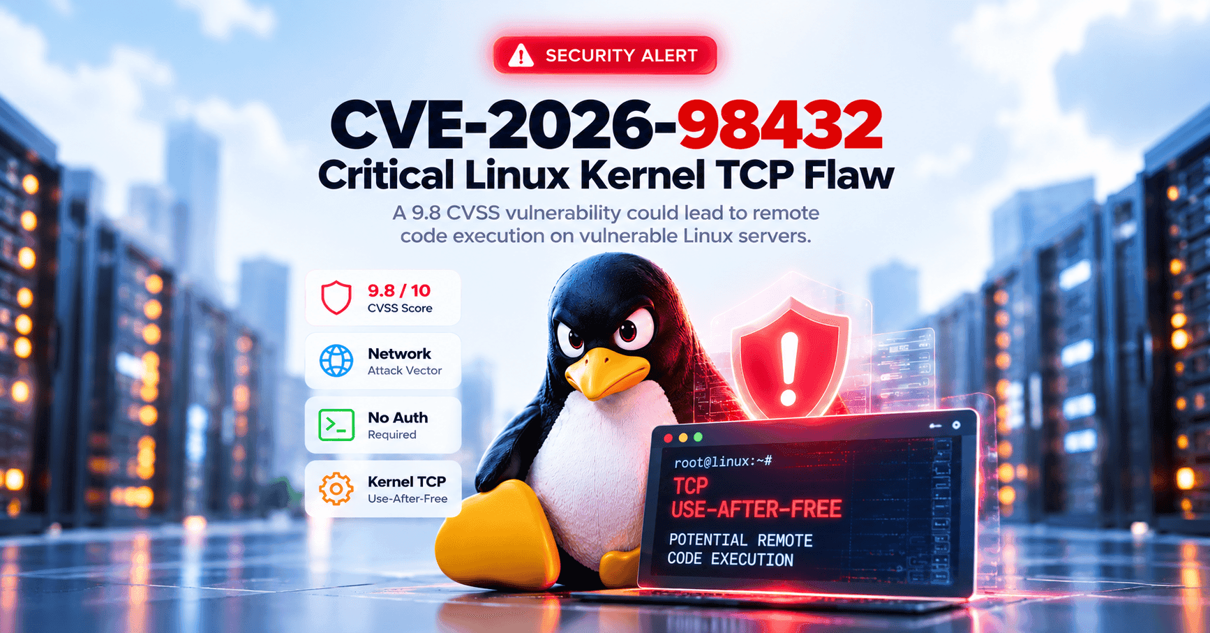 CVE-2026-98432: Critical Linux Kernel TCP Vulnerability Scores 9.8
