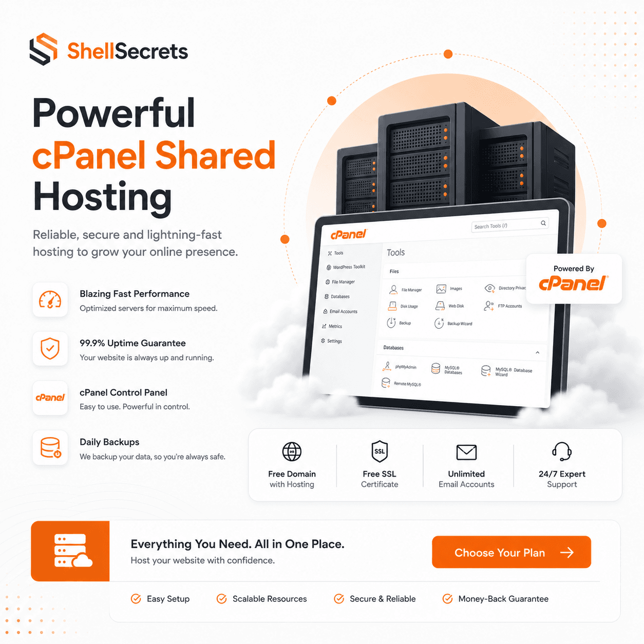 Web hosting control panel illustration