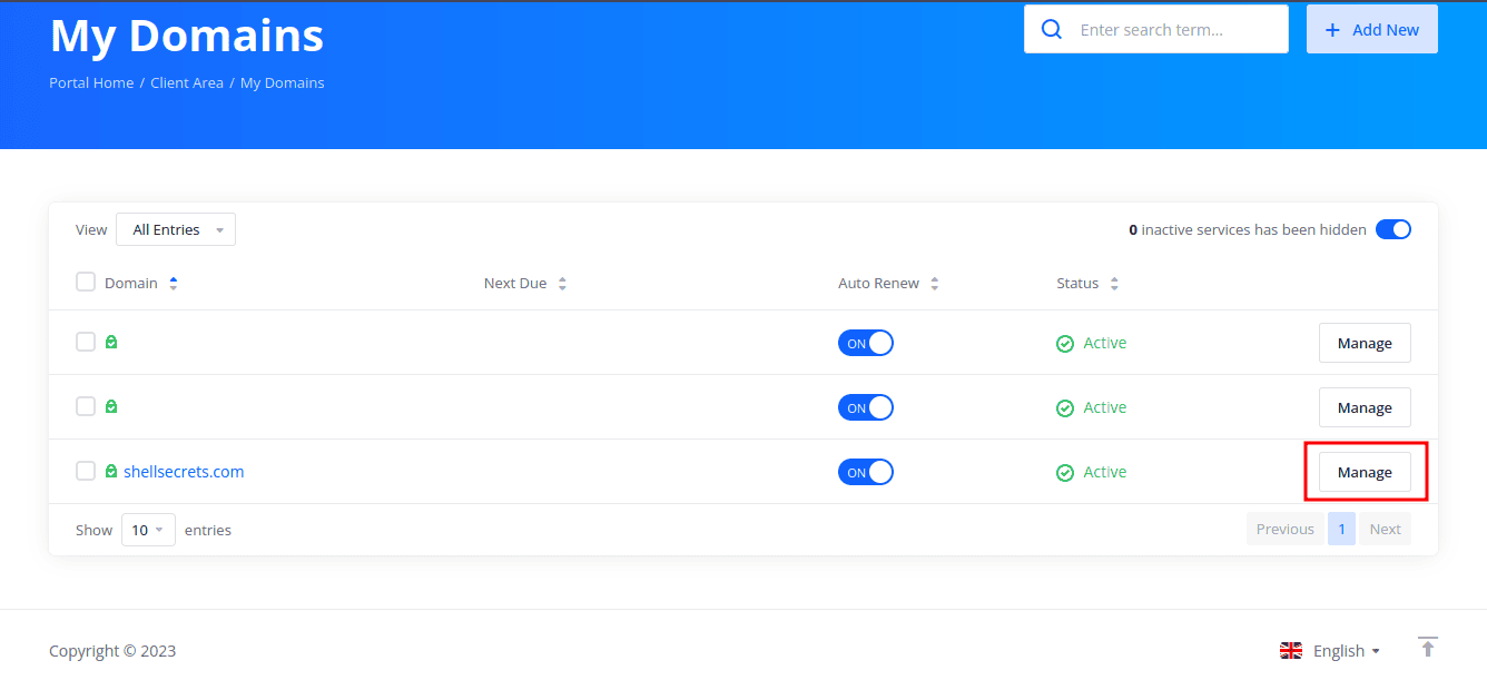 Domain Management Dashboard